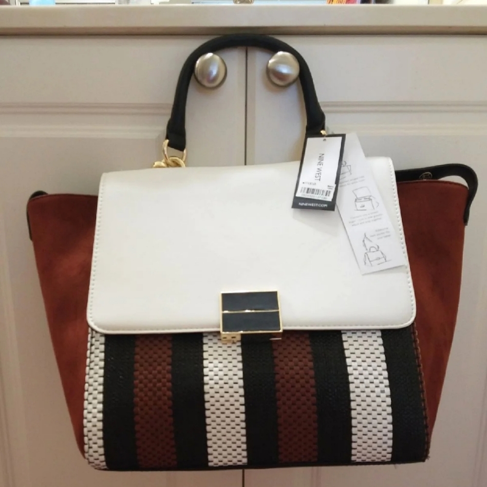 NWT $100 Nine west tricolor large satchel bag